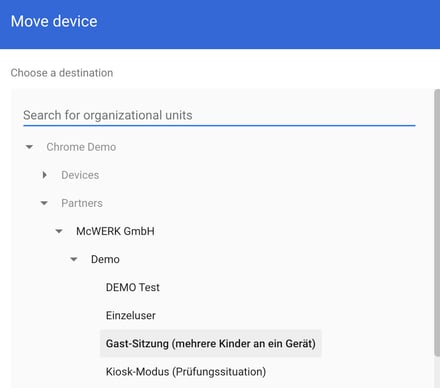 Screenshot Google Admin Console