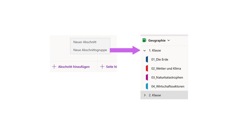 OneNote Abschnittsgruppen