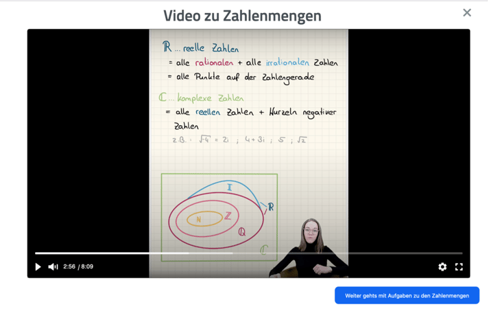 Screenshot Video von Studyly zum Thema Zahlenmengen